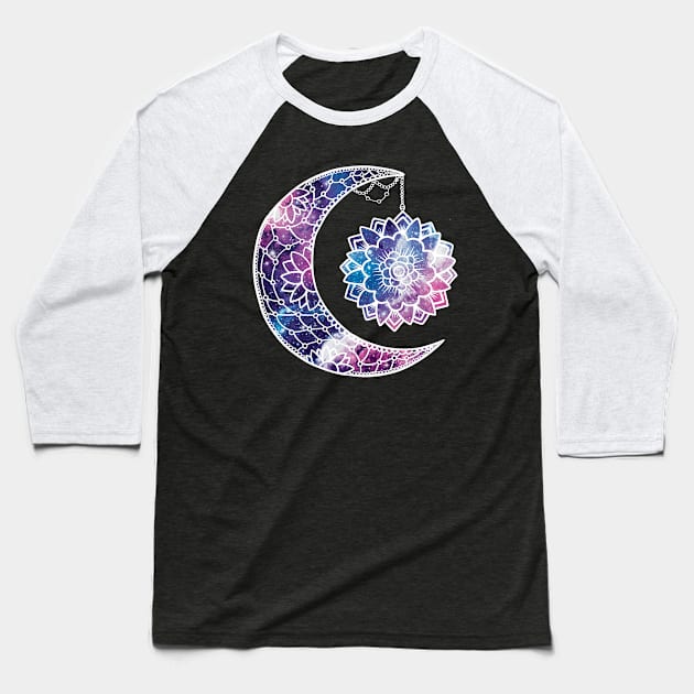 Cosmic Crescent Moon Baseball T-Shirt by SpicyNoodle